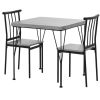 Modern 3-Piece Metal Frame Dining Set with Grey Wood Top Table and 2 Chairs