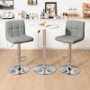 Set of 2 Modern Adjustable Height Barstools w/ Comfortable Grey PU Leather Seat