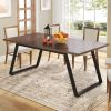 Modern Farmhouse 63-inch Rectangle Dining Table Brown Wood Top Black Metal Frame