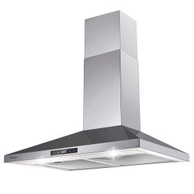 30 inch Range Hood Wall Mounted 450 CFM Touch Panel Kitchen Stainless Steel Vented