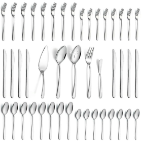 Mirdinner 45 Pcs Silverware Set with Serving Utensils for 8, Food Grade Stainless Steel Flatware Cutlery Set for Home and Restaurant