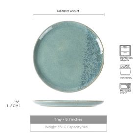 Minimalist Chinese Style Household Ceramic Plates (Color: Green)