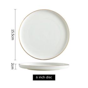 Nordic Gilt Edged Ceramic Western Dish (Option: Phnom Penh Round Pizza Plate-6 inches)