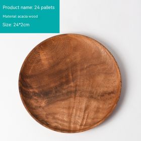 Japanese-style Household Walnut Acacia Mangium Round Dish (Option: 24cm)