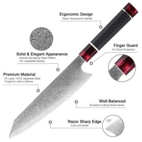 8-inch Honeycomb Handle Damascus Kitchen Knife (Option: Picture Color)