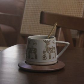 Retro Ceramic Fambe Ear-hanging Coffee Cup (Option: Elk Suit-301 400ml)