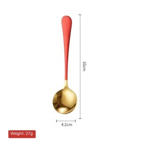 Spoon Creative Cute Thickening Stainless Steel Household (Option: Red Gold)