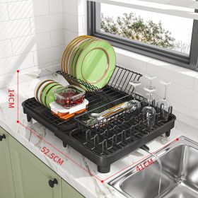 Kitchen Bowl Rack Household Multifunctional (Option: Black Draining Dish Rack)