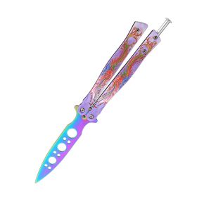 Butterfly Folding Knife Outdoor Training Flail Knife (Option: Peacock Purple-220)