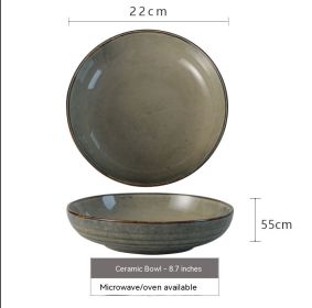 Noodle Bowl Glaze Kiln Japanese Ceramic Tableware (Option: Dark Green Glaze Kiln)