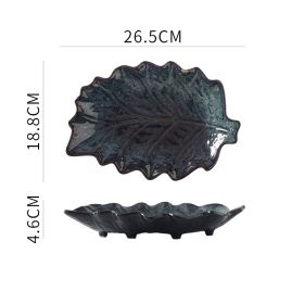 Japanese Fish Creative Leaf Dinner Household Kiln Changed Ceramic Dinner Plate (Option: B)