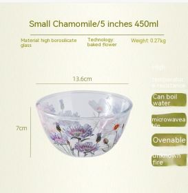 Household High Temperature Resistant Pattern Glass Bowl (Option: Chamomile-M)