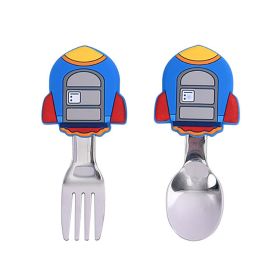 Minimalist Cartoon Children's Silicone Tableware (Option: Little Rocket)