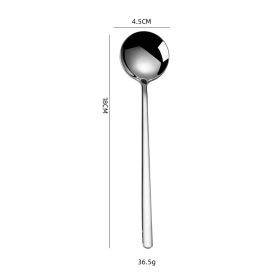 304 Stainless Steel Household Golden Round Head Spoon Creative (Option: 304 Round Spoon Silver)