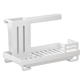 Kitchen Storage Rack Cloth Drain Rack No Punching (Color: White)